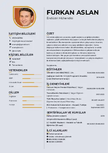 Endüstri Mühendisi CV Örnekleri cv indir